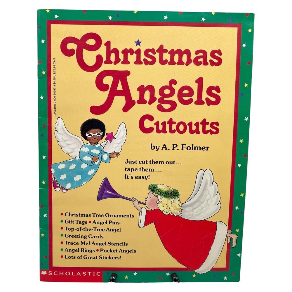 Vintage Christmas Angels Cutouts Book Scholastic 1995 Unused Stickers
